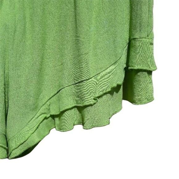 June & Hudson Shorts High Waisted Paperbag Tie Waist Cheeky Ruffle Hem Lime Sz S - Picture 4 of 8
